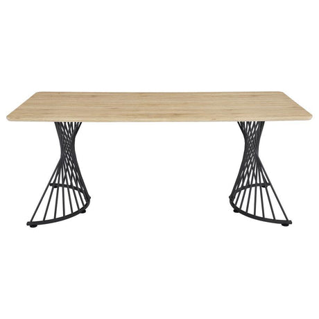 Altus - Mesa de comedor con base en forma de remolino - Roble natural y bronce