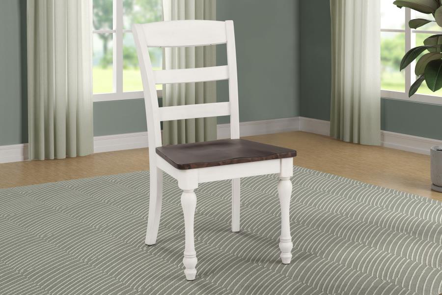 Madelyn - Ladder Back Side Chairs (Set of 2) - Dark Cocoa And Coastal White