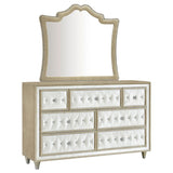 Antonella - 7-Drawer Upholstered Dresser With Mirror