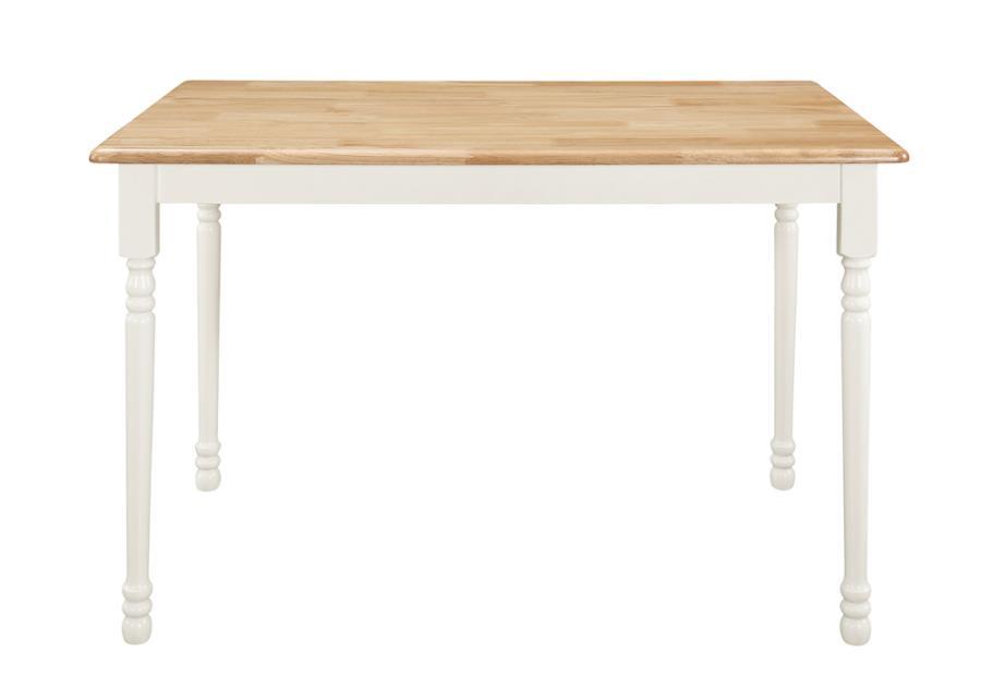 Taffee - Mesa de comedor rectangular - Marrón natural y blanco