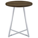 Burkhart - Sled Base Round Bar Table - Brown Oak And Chrome