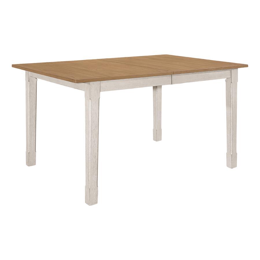 Kirby - Mesa de comedor rectangular con hoja de mariposa - Blanco roto natural y rústico