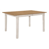 Kirby - Mesa de comedor rectangular con hoja de mariposa - Blanco roto natural y rústico