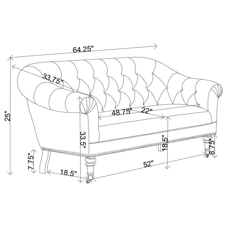 Billie - Tufted Back Settee With Roll Arm - Natural