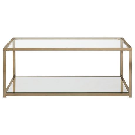 Cora - Coffee Table With Mirror Shelf - Chocolate Chrome