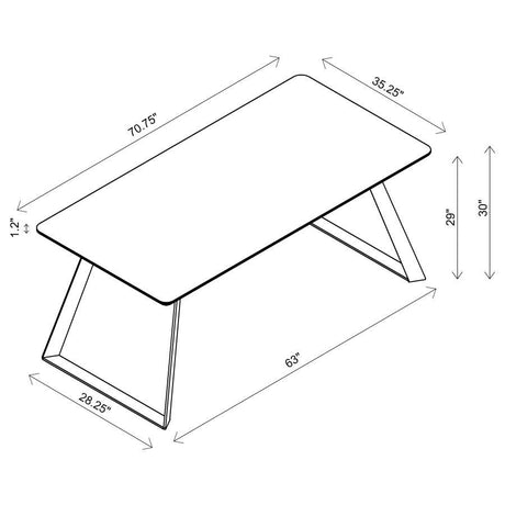 Smith - Mesa de comedor rectangular con tapa de cerámica - Negro y bronce