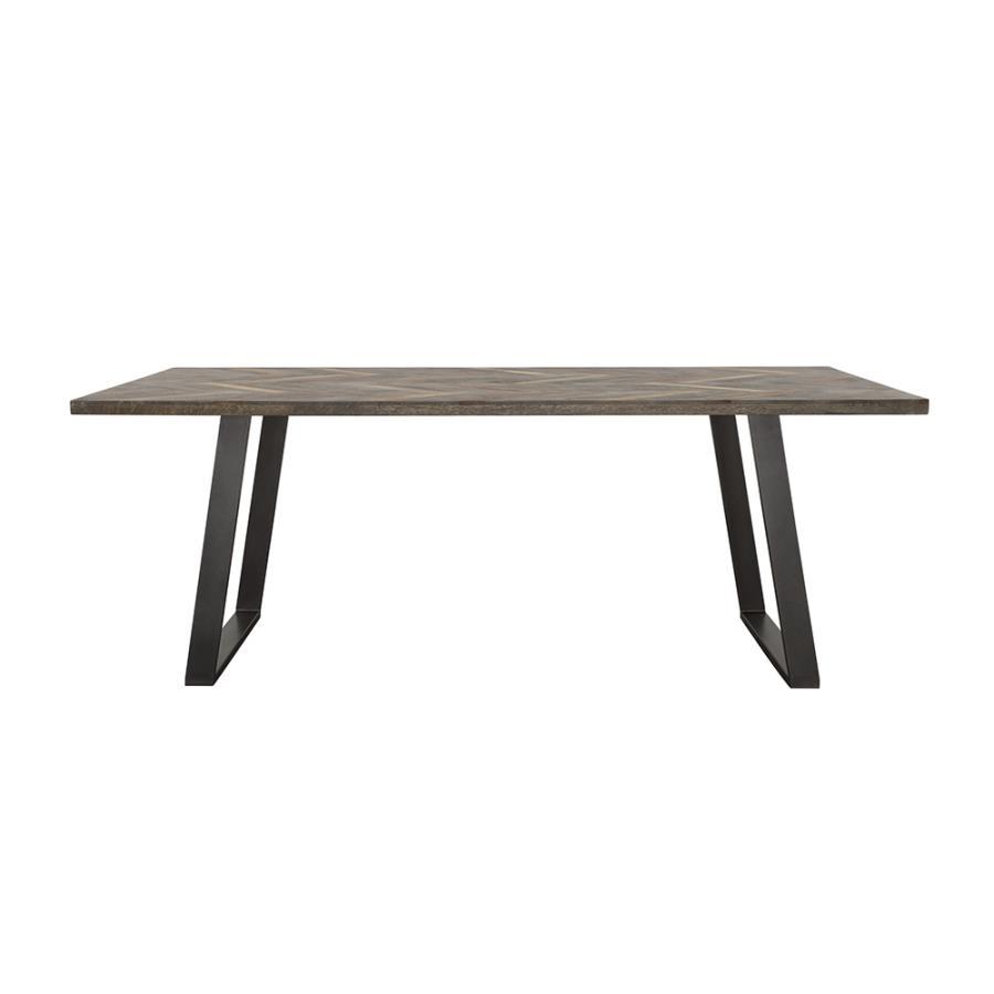 Misty - Mesa de comedor con patas tipo trineo - Sheesham gris y bronce