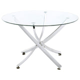 Beckham - Juego de comedor redondo de 5 piezas - Cromo y blanco