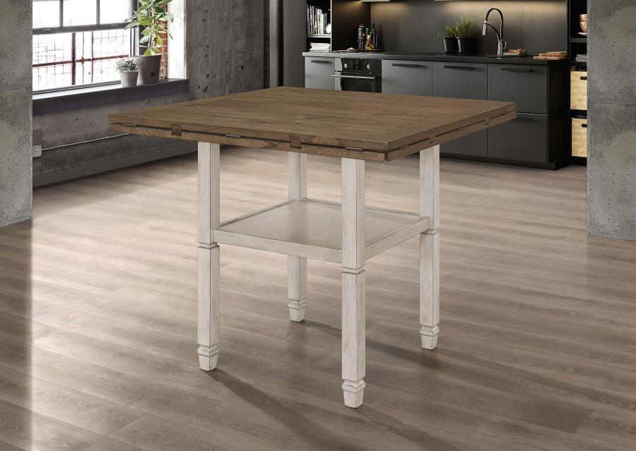 Sarasota - Counter Height Table With Shelf Storage - Nutmeg And Rustic Cream