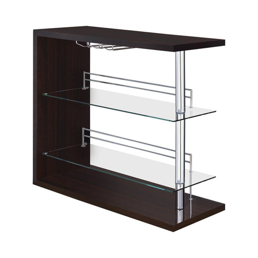 Prescott Rectangular 2-shelf Bar Unit Glossy Cappuccino image