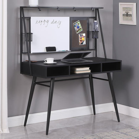 Jessie - Writing Desk With USB Ports - Black And Gunmetal