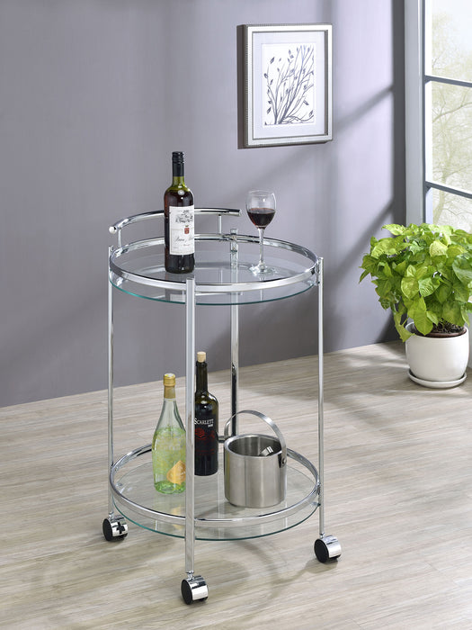 Chrissy 2-tier Round Glass Bar Cart