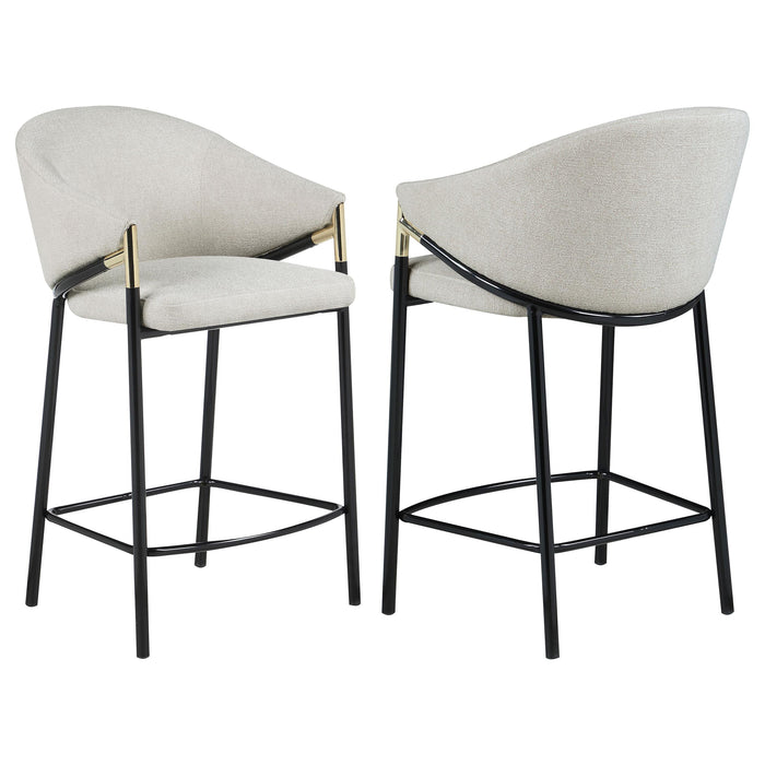 Chadwick Sloped Arm Counter Height Stools Beige and Glossy Black (Set of 2) image