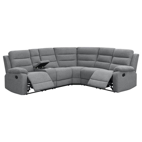 David - 3 Piece Upholstered Motion Sectional With Pillow Arms - Smoke