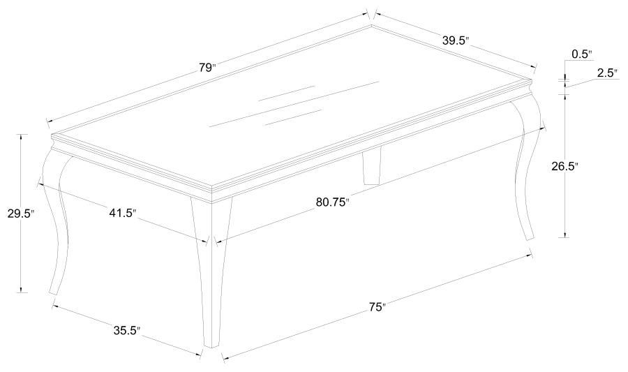 Carone - Mesa de comedor rectangular con tapa de cristal