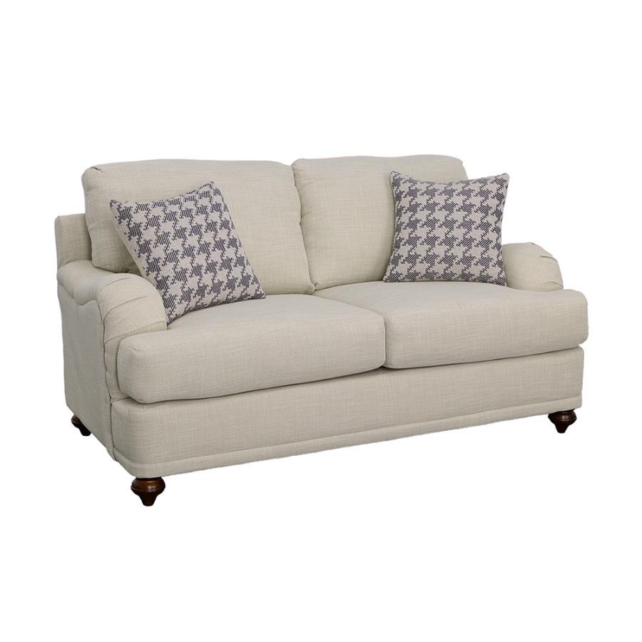 Glenn - Recessed Arms Loveseat - Light Gray