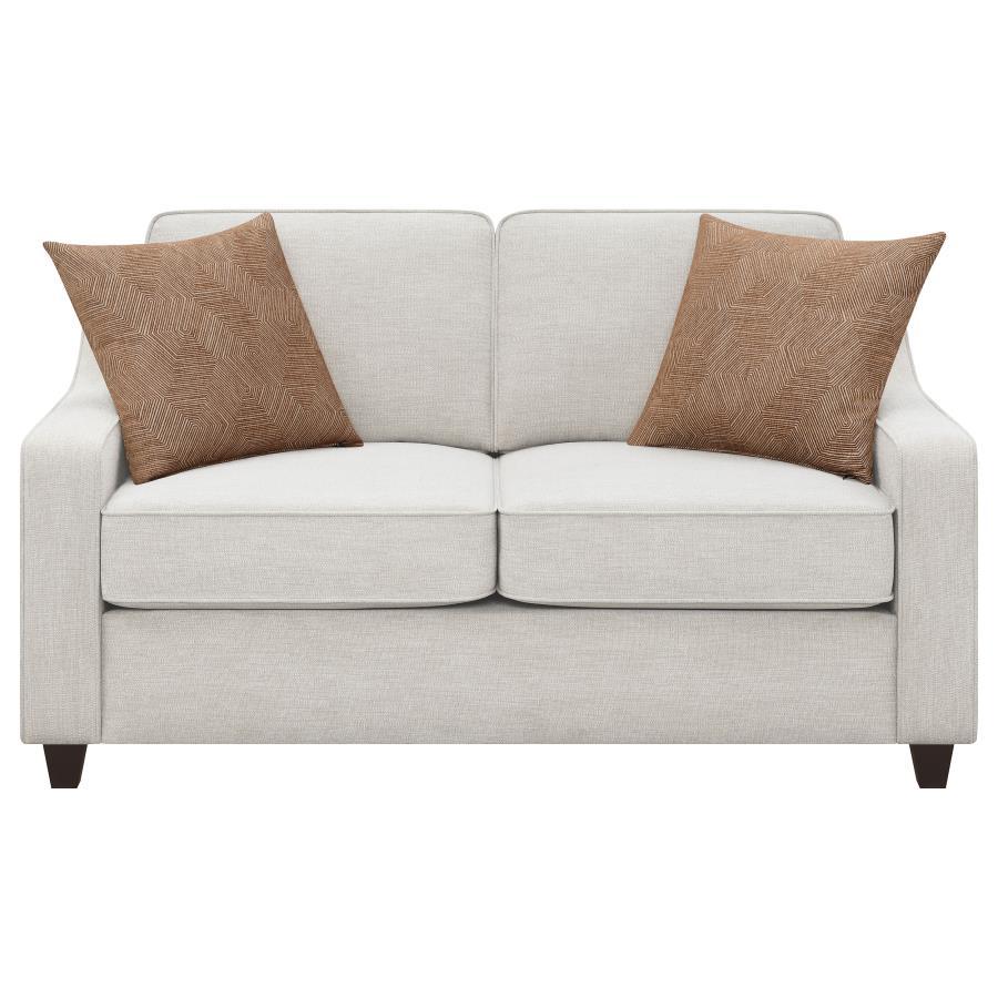 Christine - Loveseat tapizado con respaldo de cojín - Beige