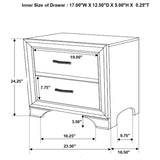 Beaumont - Mesita de noche rectangular con 2 cajones - Champán