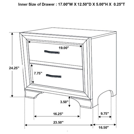 Beaumont - 2-Drawer Rectangular Nightstand - Champagne