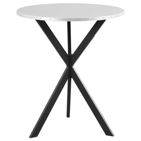 Kenzo - Round Metal Top Bar Table - Silver And Sandy Black