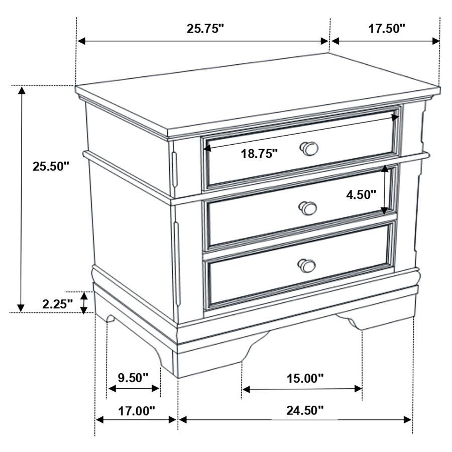 Manchester - 3-Drawer Nightstand - Wheat