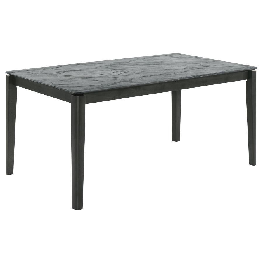 Stevie - Juego de comedor rectangular de 7 piezas - Gris y negro