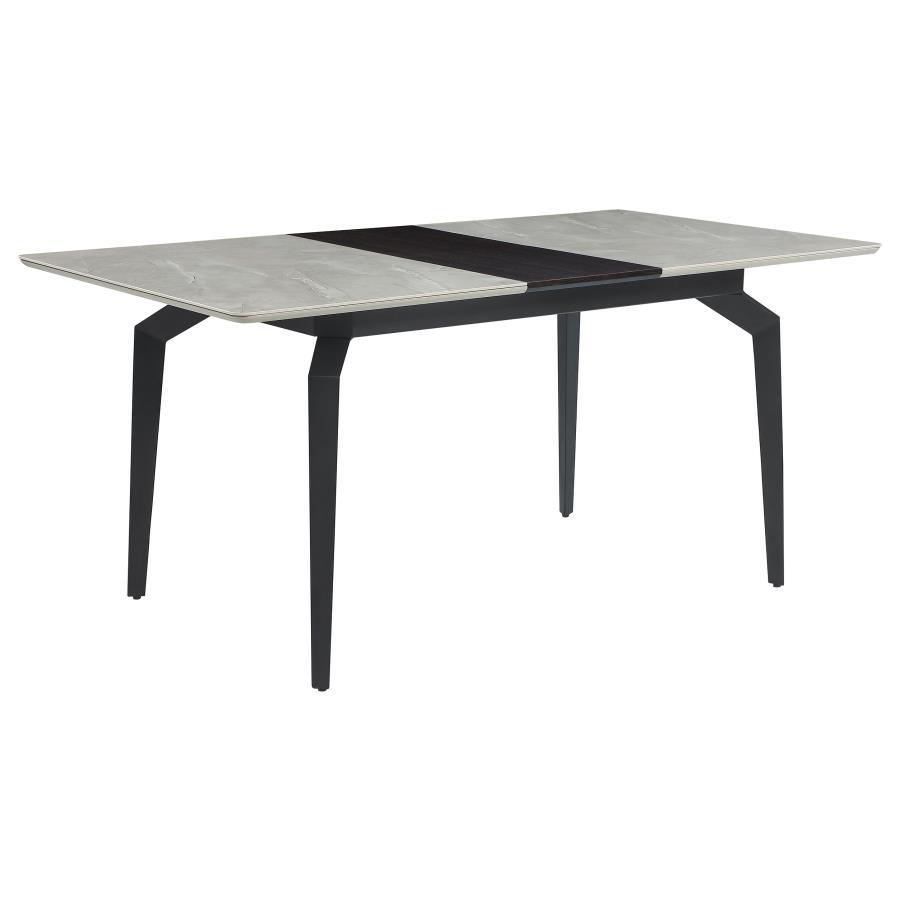 Mina - Mesa de comedor rectangular - Cerámica gris y negro arena