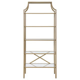 Serena - 5-Tier Tempered Glass Shelves Bookcase - Matte Gold