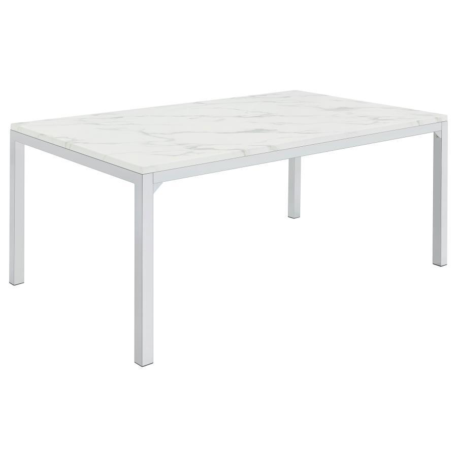 Athena - Rectangle Dining Table With Marble Top - Chrome