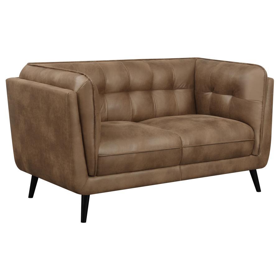 Thatcher - Loveseat capitoné con botones tapizados - Marrón