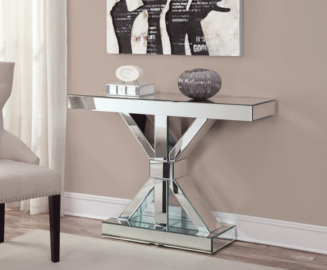 Lurlynn - X-Shaped Base Console Table - Clear Mirror