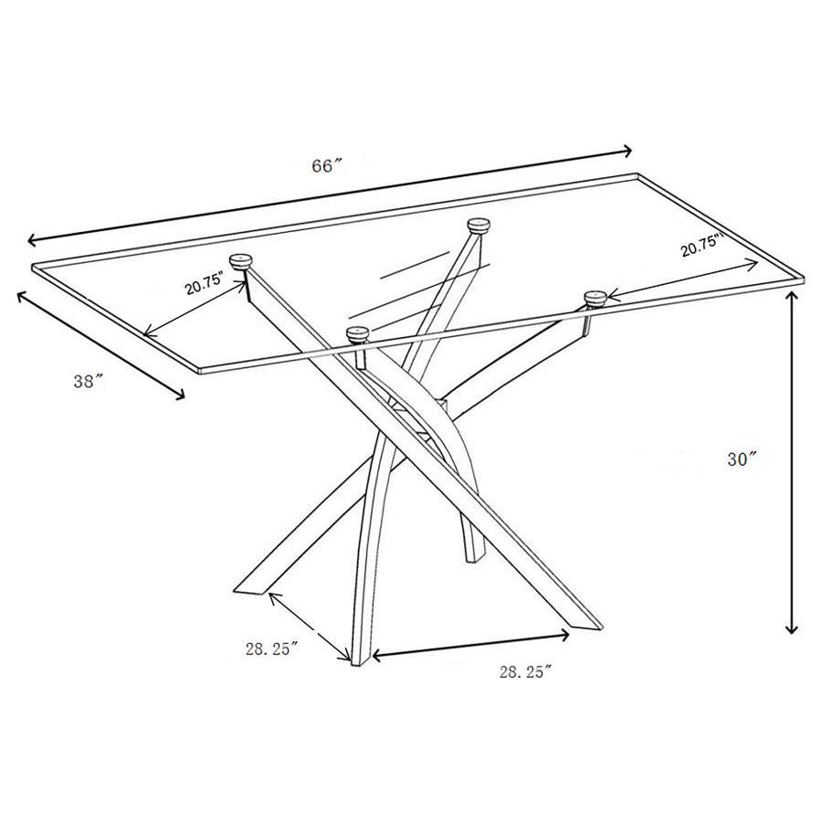 Carmelo - Mesa de comedor en forma de X - Cromo y transparente