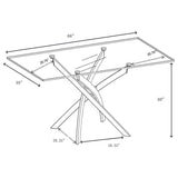 Carmelo - Mesa de comedor en forma de X - Cromo y transparente