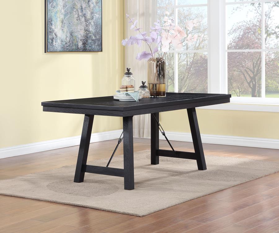 Newport - Mesa de comedor rectangular con caballete - Negro