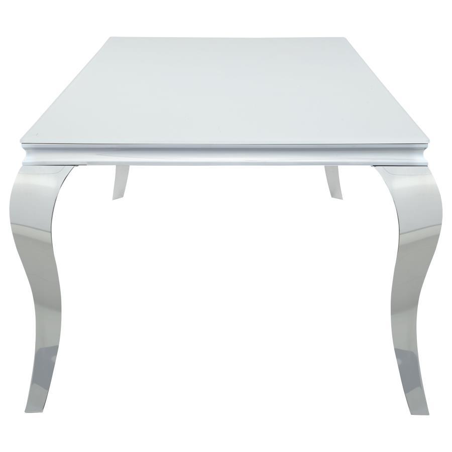 Carone - Mesa de comedor rectangular con tapa de cristal