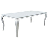 Carone - Mesa de comedor rectangular con tapa de cristal