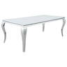 Carone - Mesa de comedor rectangular con tapa de cristal