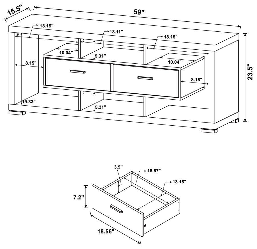 Darien - Consola TV rectangular geométrica con 2 cajones