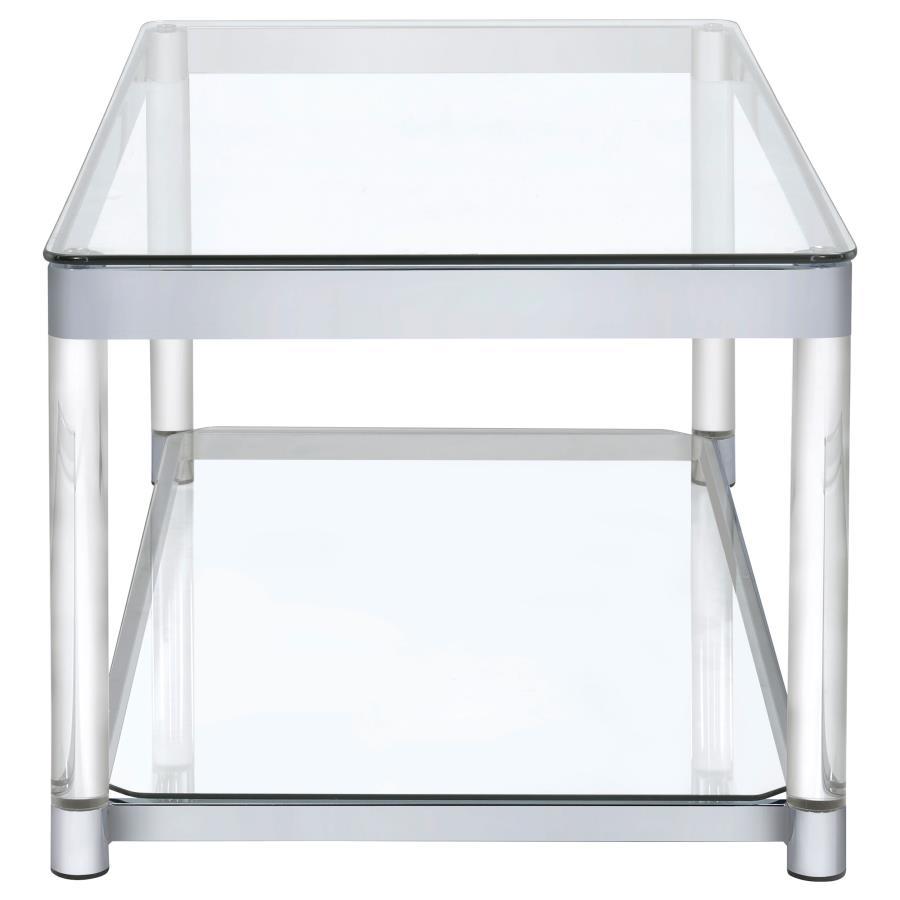 Anne - Coffee Table With Lower Shelf - Chrome And Clear