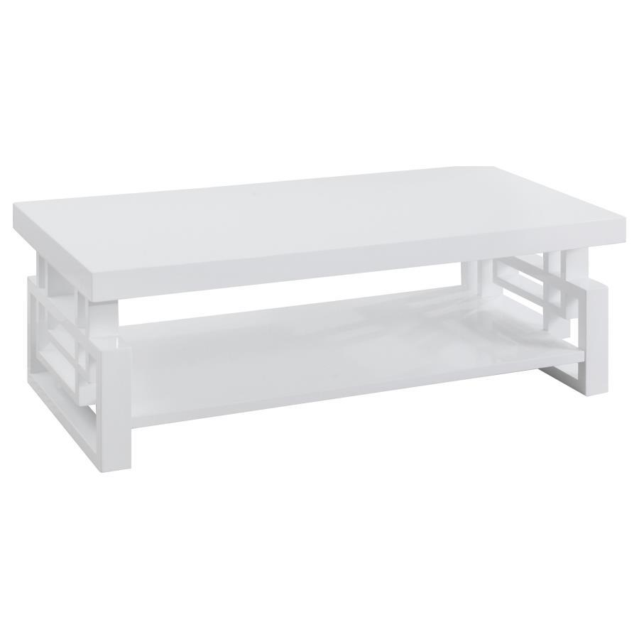 Schmitt - Mesa de centro rectangular - Blanco muy brillante