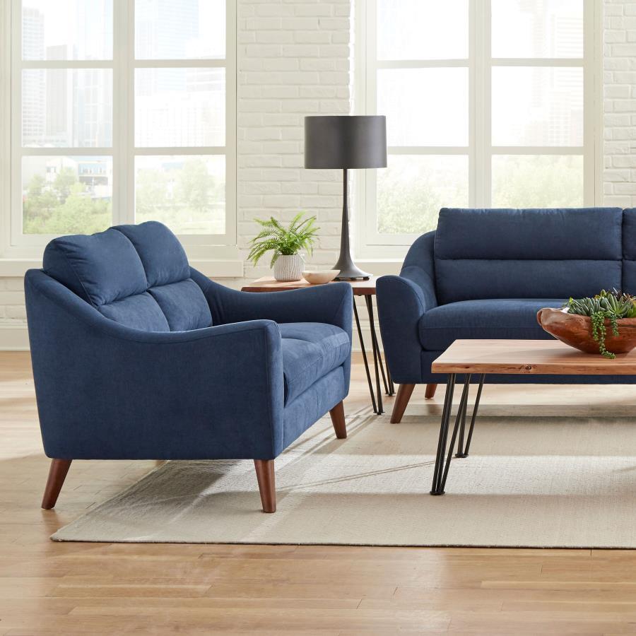 Gano - Loveseat tapizado con brazo inclinado - Azul marino