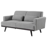 Blake - Loveseat tapizado con brazos - Piel de tiburón y marrón oscuro