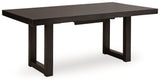 Neymorton - Marrón grisáceo oscuro - 7 piezas. - Mesa extensible rectangular, 6 sillas auxiliares