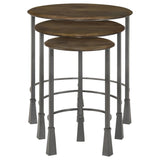 Deja - 3 Piece Round Nesting Table - Natural And Gunmetal