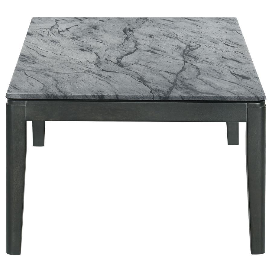 Mozzi - Mesa de centro rectangular de mármol sintético - Gris y negro