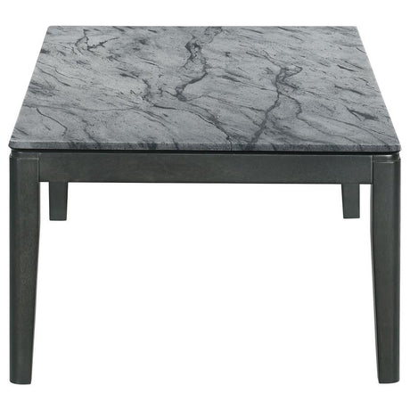 Mozzi - Mesa de centro rectangular de mármol sintético - Gris y negro