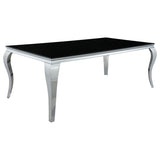 Carone - Mesa de comedor rectangular con tapa de cristal