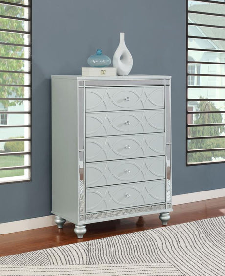 Gunnison - 5-Drawer Chest - Silver Metallic