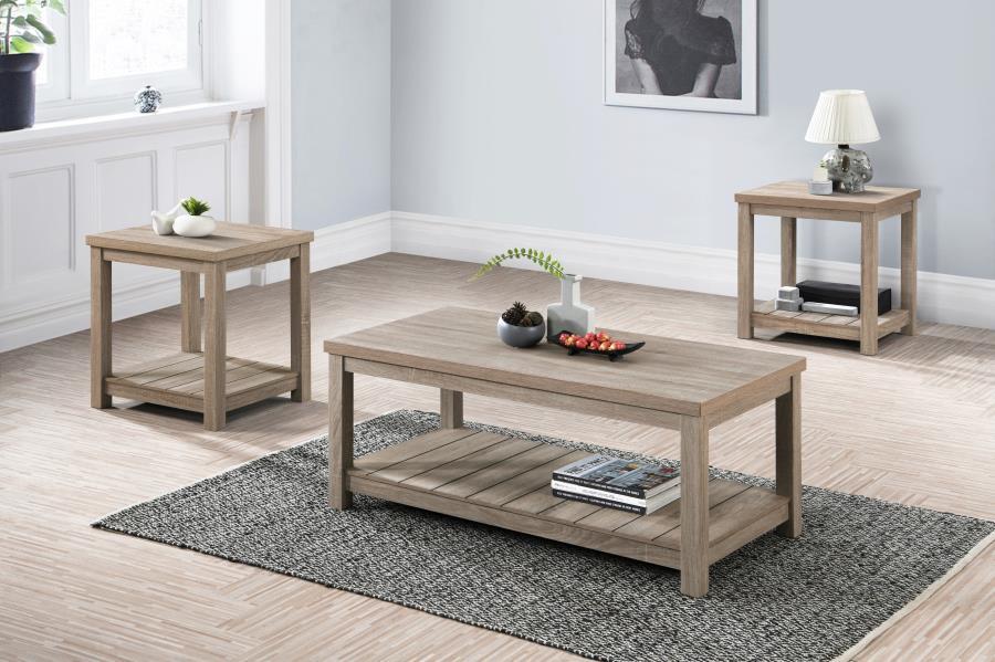 Colter - 3 Piece Occasional Set With Open Shelves - Greige