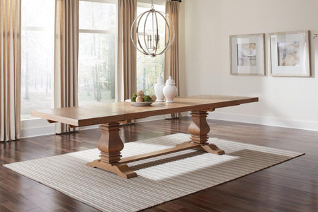 Florence - Double Pedestal Dining Table - Rustic Smoke